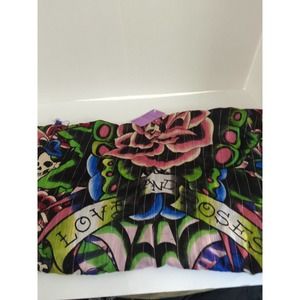 Ed Hardy Christian Audigier Pink Skull Flowers Scarf